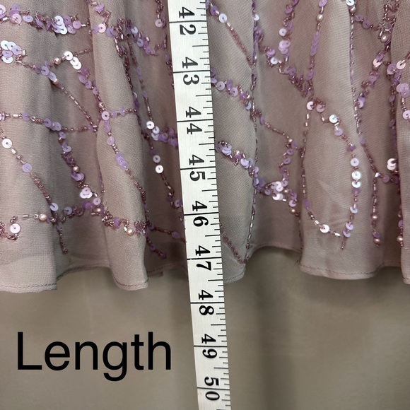 Mac Duggal sequin V-neck, long bishop sleeve trumpet dress Sz 10 - Picture 10 of 14